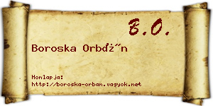 Boroska Orbán névjegykártya